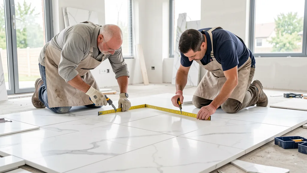 Lockin Stone marble installation team on site