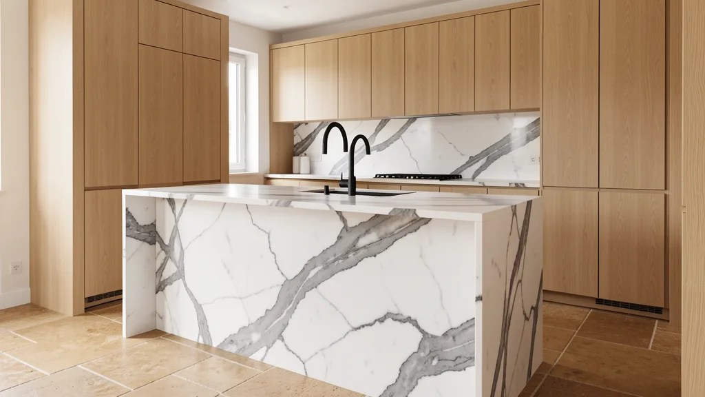 Kitchen Island — White Marble / Lockin Stone