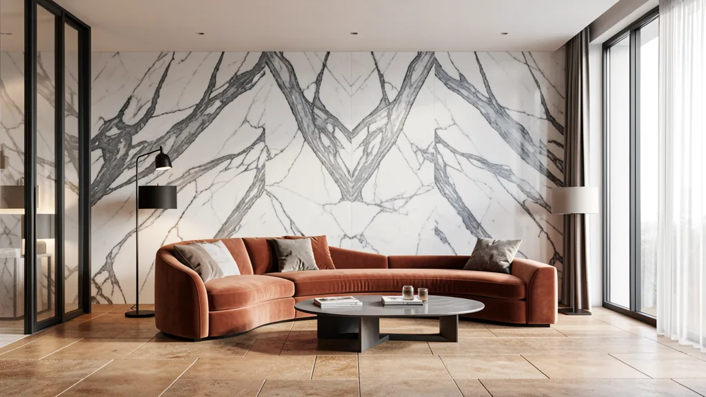 Living Room — Calacatta Statement Wall / Lockin Stone